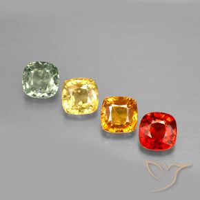 Pedras preciosas de safira multicolorido natural de 1,92 ct, almofada cortada, VVS