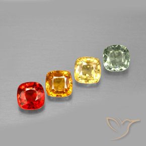 Pedras preciosas de safira multicolorido natural de 1,92 ct, almofada cortada, VVS