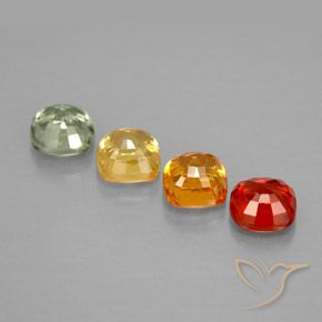 Pedras preciosas de safira multicolorido natural de 1,92 ct, almofada cortada, VVS