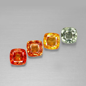 Pedras preciosas de safira multicolorido natural de 1,93 ct, almofada cortada, VVS