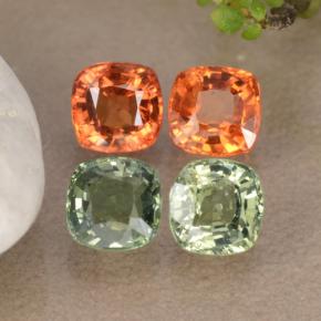 Pedras preciosas de safira multicolorido natural de 2,53 ct, almofada cortada, VVS-VS