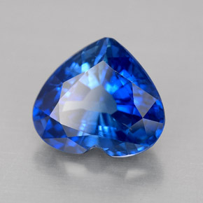 Safira azul natural 3,03ct, formato de coração, VVS-VS