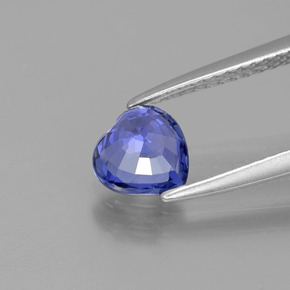 Safira azul natural 1,06ct, formato de coração, VS