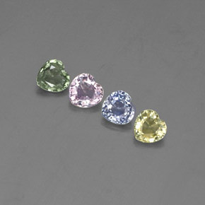Pedras preciosas de safira multicolorido natural de 1,30 ct, formato de coração, VVS-VS