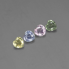 Pedras preciosas de safira multicolorido natural de 1,30 ct, formato de coração, VVS-VS