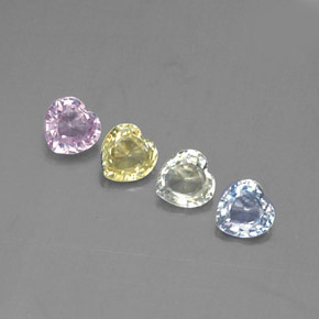 Pedras preciosas de safira multicolorido natural de  ct, formato de coração, VVS-VS