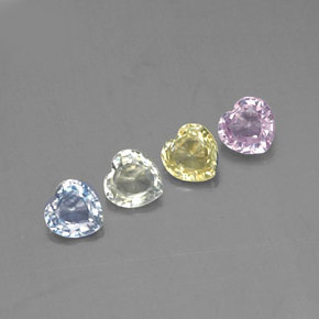 Pedras preciosas de safira multicolorido natural de  ct, formato de coração, VVS-VS