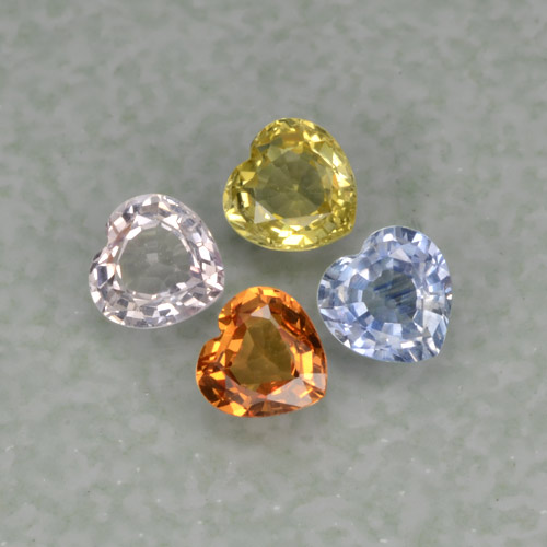 Pedras preciosas de safira multicolorido natural de 1,35 ct, formato de coração, VVS-VS