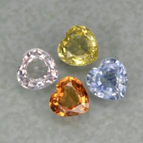 Pedras preciosas de safira multicolorido natural de 1,35 ct, formato de coração, VVS-VS