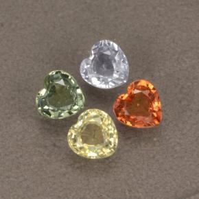 Pedras preciosas de safira multicolorido natural de 1,32 ct, formato de coração, VVS-VS