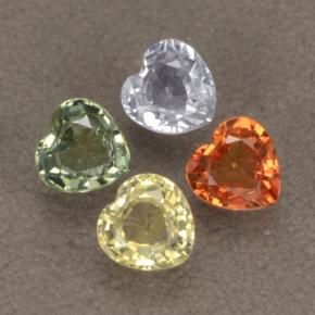 Pedras preciosas de safira multicolorido natural de 1,32 ct, formato de coração, VVS-VS