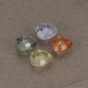 Pedras preciosas de safira multicolorido natural de 1,32 ct, formato de coração, VVS-VS