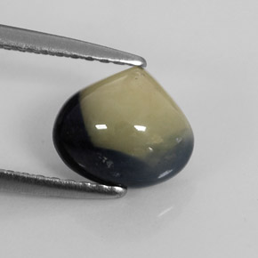 Safira bicolor natural 1,75ct, formato de pêra, opaco