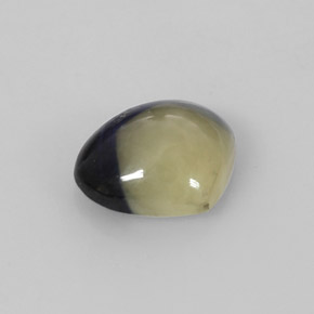 Safira bicolor natural 1,75ct, formato de pêra, opaco