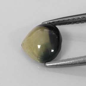 Safira bicolor natural 1,75ct, formato de pêra, opaco