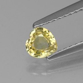 Safira amarelo natural 0,38ct, formato de coração, VVS