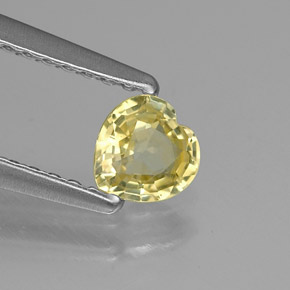 Safira amarelo natural 0,38ct, formato de coração, VVS
