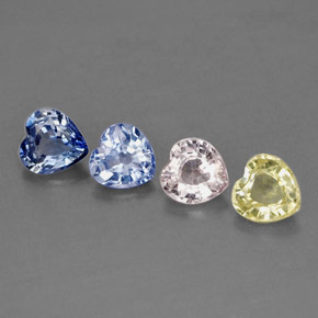 Pedras preciosas de safira multicolorido natural de  ct, formato de coração, VVS