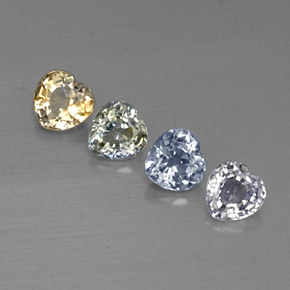 Pedras preciosas de safira multicolorido natural de 1,31 ct, formato de coração, VVS-VS