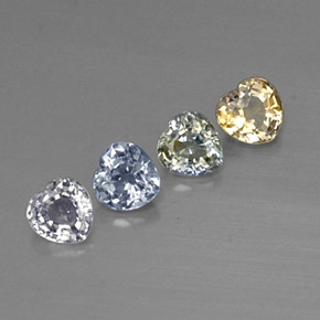 Pedras preciosas de safira multicolorido natural de 1,31 ct, formato de coração, VVS-VS