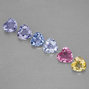 Pedras preciosas de safira multicolorido natural de  ct, formato de coração, VVS-VS