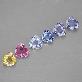 Pedras preciosas de safira multicolorido natural de  ct, formato de coração, VVS-VS