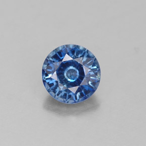 Safira azul natural 0,60ct, corte redondo, VS