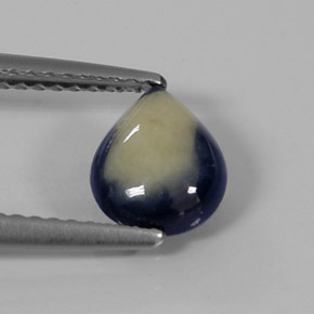 Safira bicolor natural 1,31ct, formato de pêra, opaco