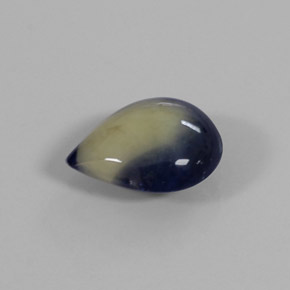 Safira bicolor natural 1,31ct, formato de pêra, opaco