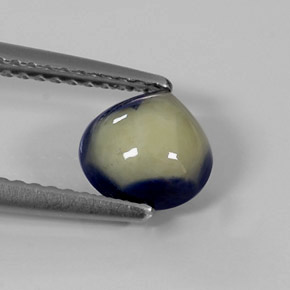 Safira bicolor natural 1,39ct, formato de pêra, opaco