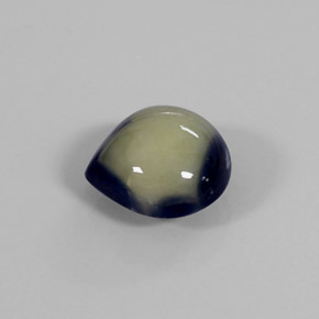 Safira bicolor natural 1,39ct, formato de pêra, opaco