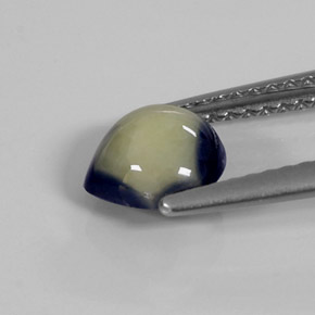 Safira bicolor natural 1,39ct, formato de pêra, opaco