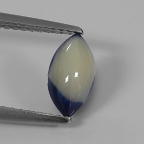 Safira bicolor natural 1,09ct, marquise, opaco