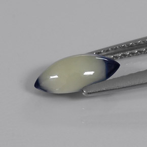 Safira bicolor natural 1,09ct, marquise, opaco