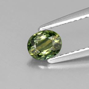 Safira verde natural 0,51ct, corte oval, VS