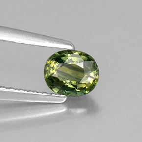 Safira verde natural 0,51ct, corte oval, VS