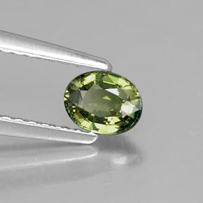 Safira verde natural 0,51ct, corte oval, VVS-VS