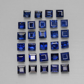 Pedras preciosas de safira azul natural de  ct, quadrado, VVS-VS