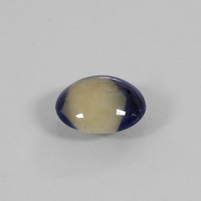 Safira bicolor natural 1,58ct, corte oval, opaco
