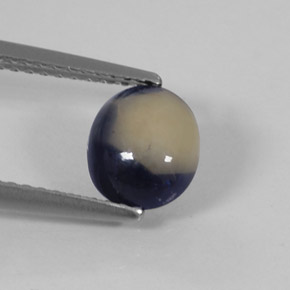 Safira bicolor natural 1,58ct, corte oval, opaco
