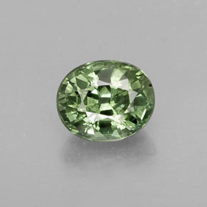 Safira verde natural 0,64ct, corte oval, SI