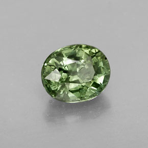 Safira verde natural 0,64ct, corte oval, SI