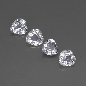 Pedras preciosas de safira branco natural de  ct, formato de coração, VVS