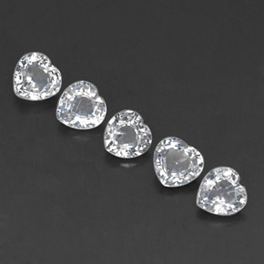 Pedras preciosas de safira branco natural de  ct, formato de coração, VVS