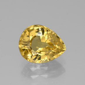 Safira amarelo natural 1,85ct, formato de pêra, VS