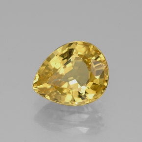 Safira amarelo natural 1,85ct, formato de pêra, VS