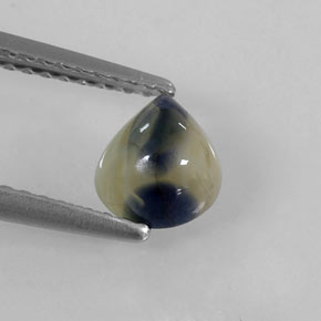 Safira bicolor natural 1,45ct, formato de pêra, opaco