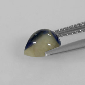 Safira bicolor natural 1,45ct, formato de pêra, opaco