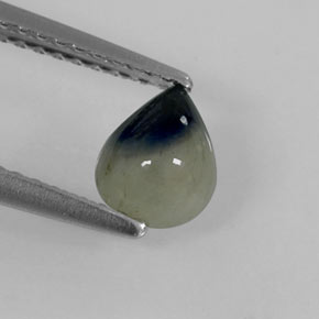Safira bicolor natural 0,90ct, formato de pêra, translúcido