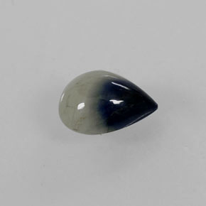 Safira bicolor natural 0,90ct, formato de pêra, translúcido